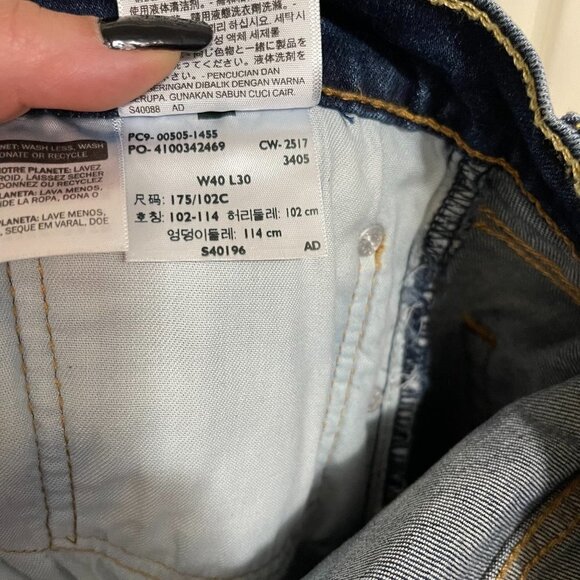 Levi's Men's Dark Wash Factory Faded 505 Straight Leg Fit Jeans Size 40 30 - Picture 5 of 9